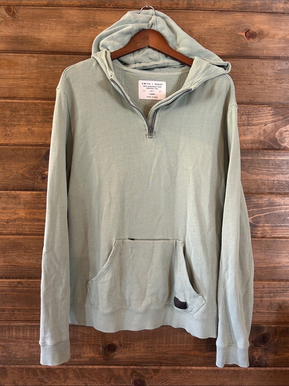Sage Green quarter-Zip Hooded Sweatshirt